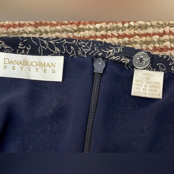 Women’s 12 Petite Dana Buchman 100% Silk Floral Pattern Skirt - Picture 8 of 11